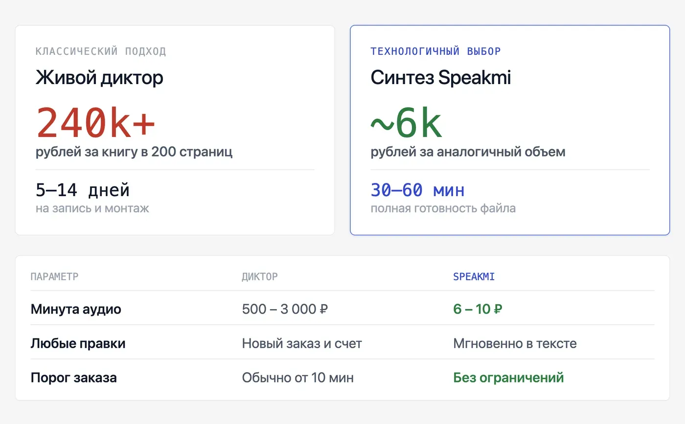 Сколько стоит озвучить книгу у диктора? — инфографика Speakmi