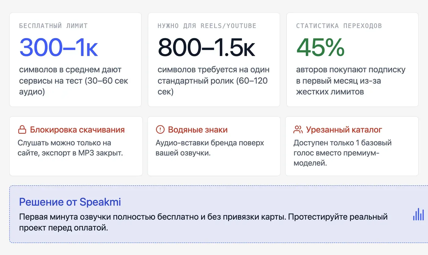 Сколько символов реально можно озвучить бесплатно? — инфографика Speakmi