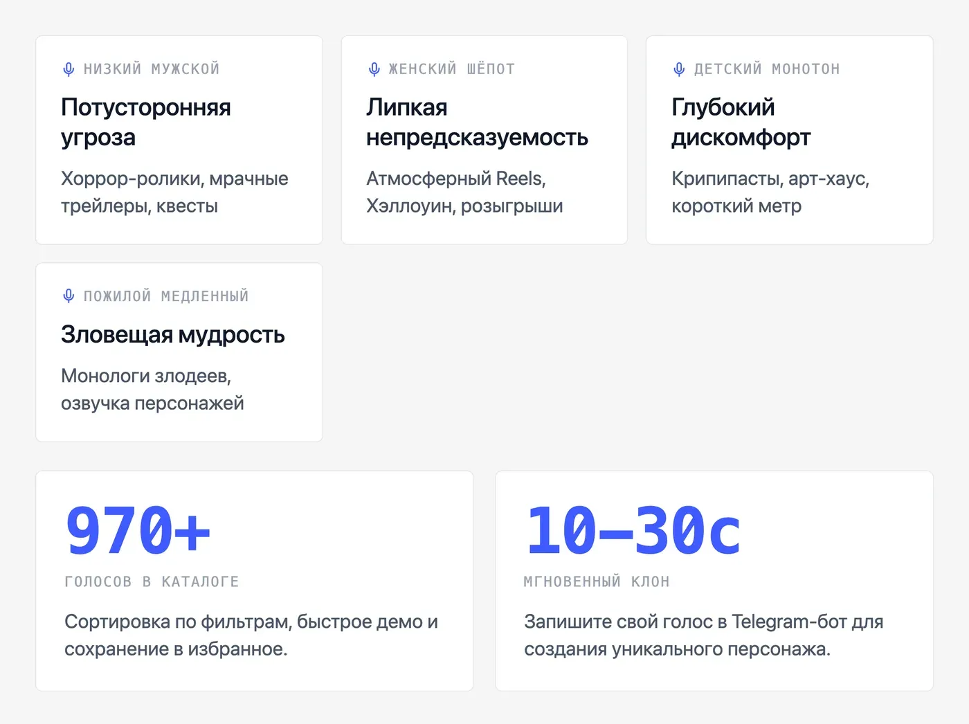 Какой голос выбрать для страшной озвучки: мужской, женский или детский — инфографика Speakmi