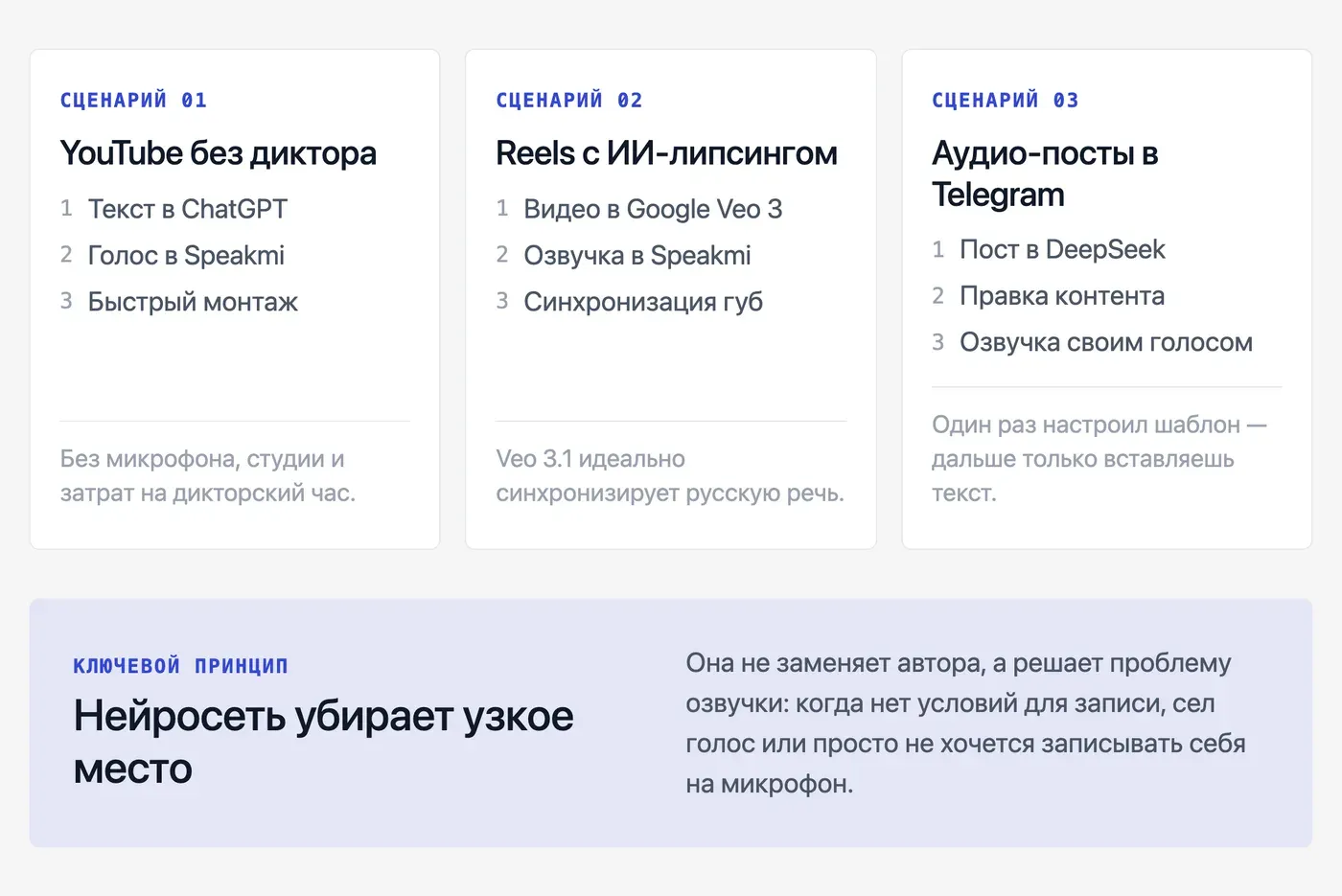 Как контент-мейкеры используют нейросети в реальном рабочем процессе? — инфографика Speakmi