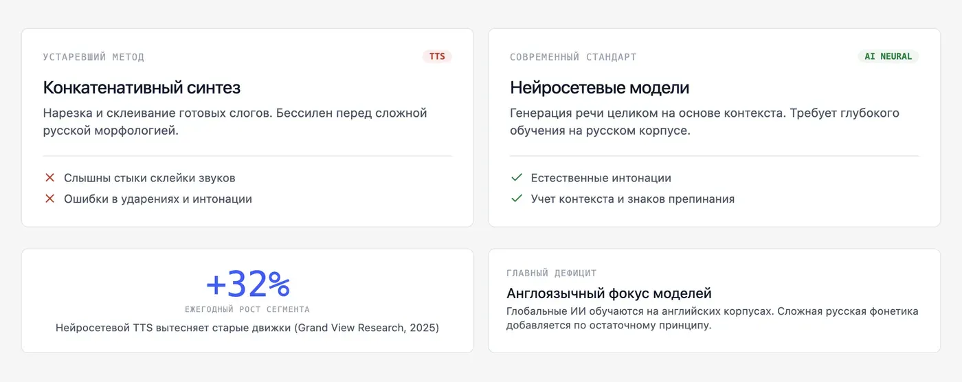 Почему у большинства бесплатных сервисов русский голос звучит роботом? — инфографика Speakmi