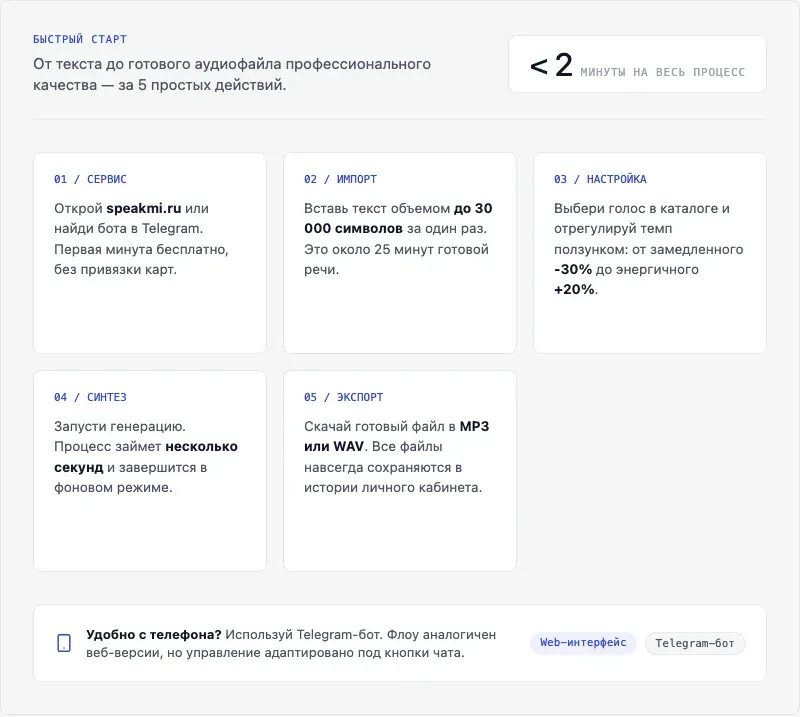 Как озвучить текст на сайте Speakmi: пошаговая инструкция — инфографика Speakmi