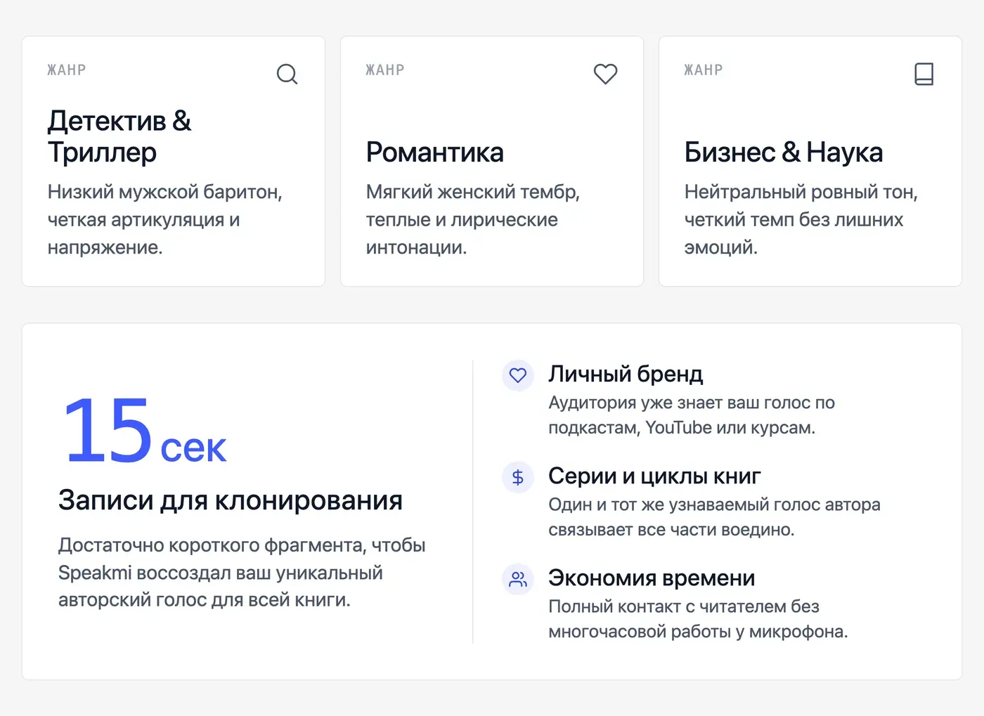 Какой голос выбрать для озвучки книги? — инфографика Speakmi